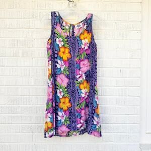 Vintage 90s Peppermint Bay Vibrant Hawaiian Floral Dress